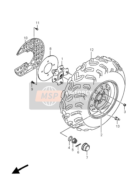 Suzuki LT-A400F KINGQUAD 4x4 2008 Front Wheel for a 2008 Suzuki LT-A400F KINGQUAD 4x4