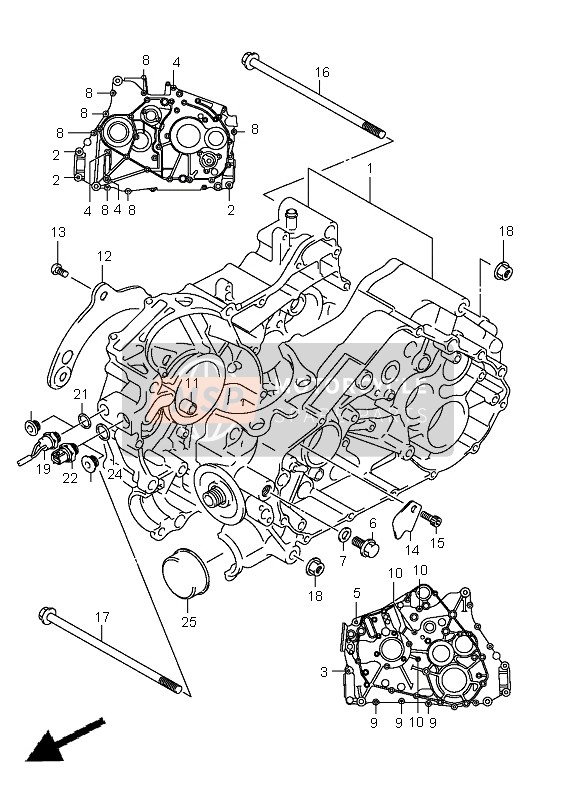 Suzuki LT-A400 KINGQUAD 4x2 2008 Crankcase for a 2008 Suzuki LT-A400 KINGQUAD 4x2