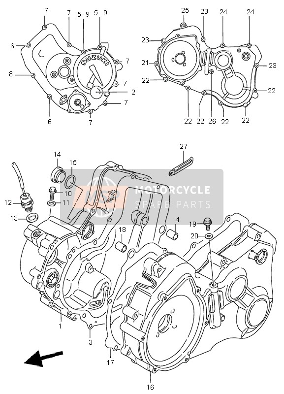 Suzuki LT-F300F KINGQUAD 4x4 2001 Tapa del cárter para un 2001 Suzuki LT-F300F KINGQUAD 4x4