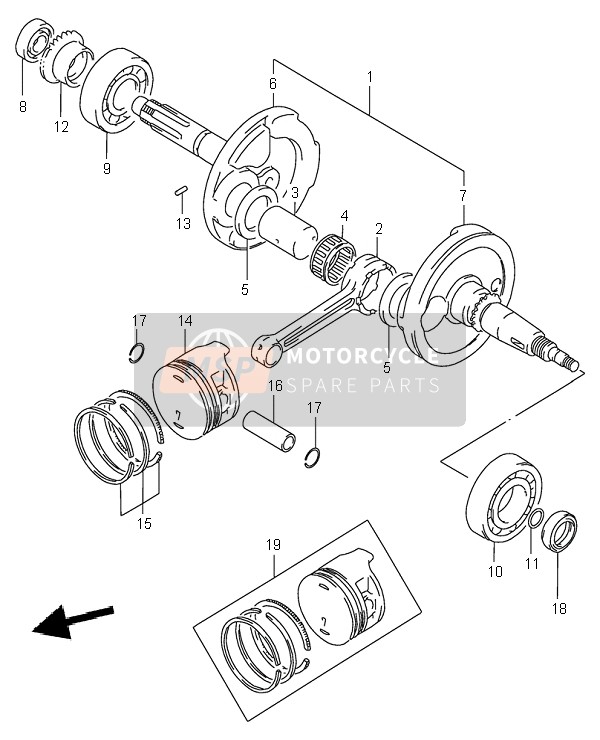 Suzuki LT-F300F KINGQUAD 4x4 2001 Crankshaft for a 2001 Suzuki LT-F300F KINGQUAD 4x4