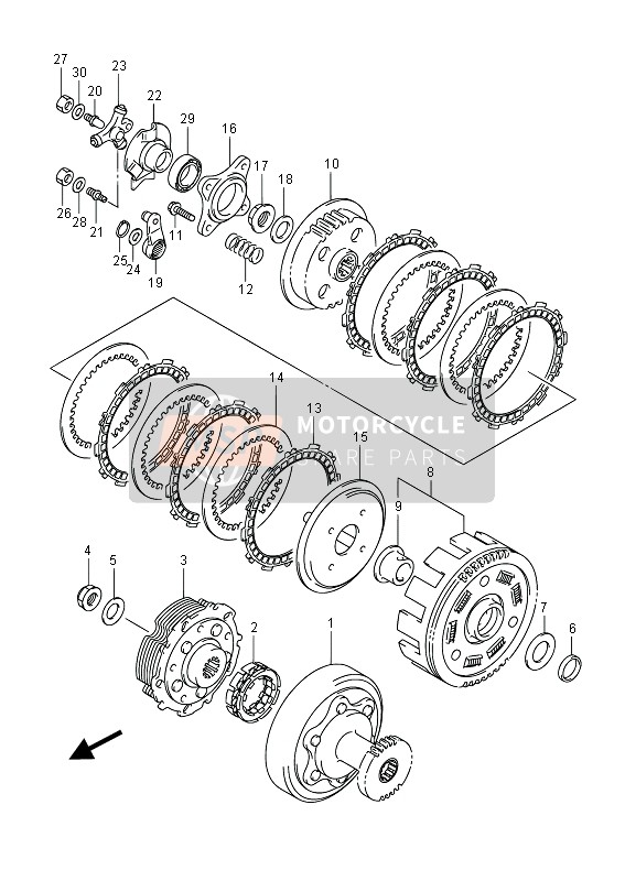 Suzuki LT-F400F(Z) KINGQUAD FSi 4x4 2013 Clutch for a 2013 Suzuki LT-F400F(Z) KINGQUAD FSi 4x4