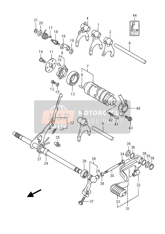 Suzuki LT-F400F(Z) KINGQUAD FSi 4x4 2013 Changement de vitesse (1) (LT-F400FZ P17) pour un 2013 Suzuki LT-F400F(Z) KINGQUAD FSi 4x4