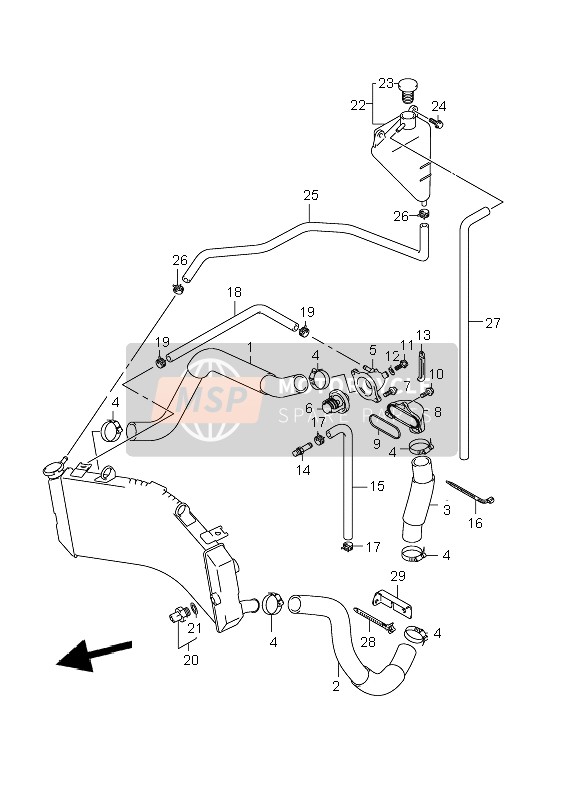 Suzuki GSX-R1000 2001 Radiator Hose for a 2001 Suzuki GSX-R1000