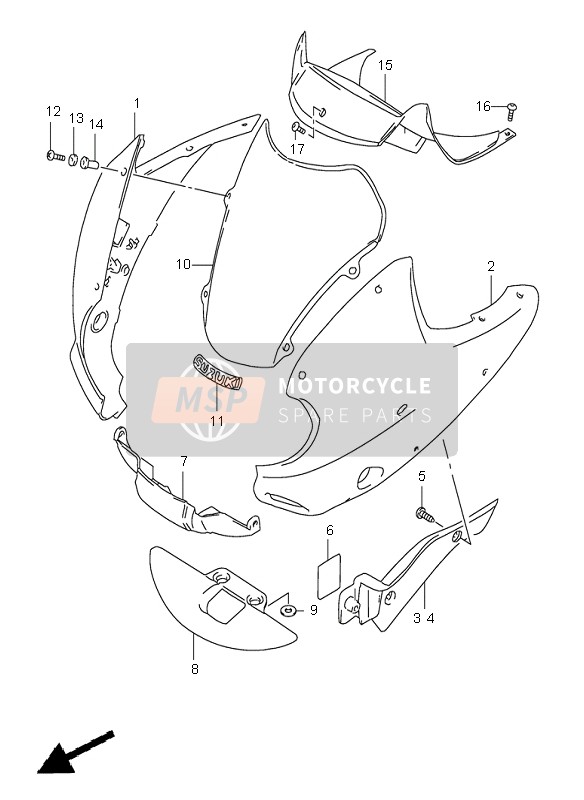 9443104F0024K, Cowling, Center  (Charcoal), Suzuki, 0