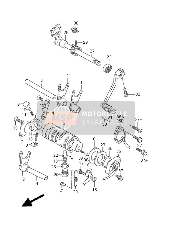 2542135410, Albero, Ingranaggio Shift TU125, Suzuki, 0