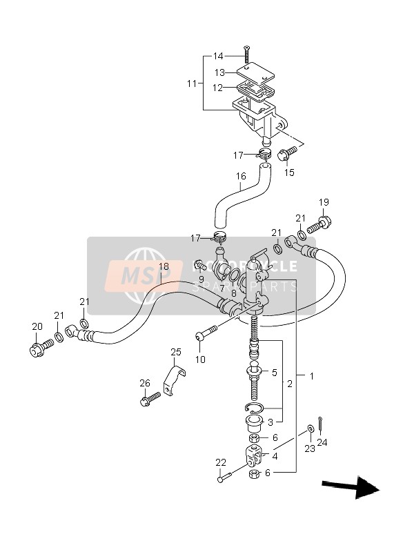 Suzuki GSX-R1000 2001 Rear Master Cylinder for a 2001 Suzuki GSX-R1000