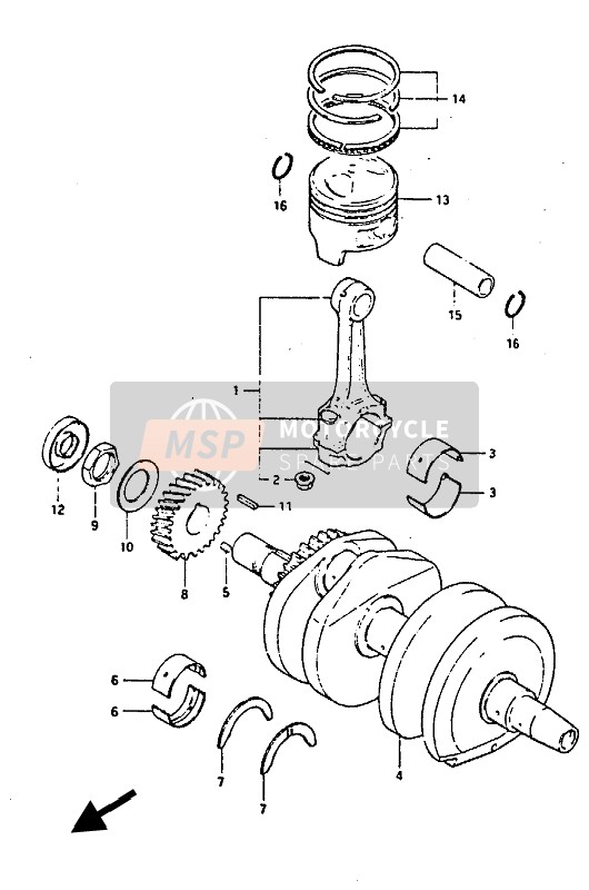 1216444100025, Bearing, Crank Pin   (US:0.25), Suzuki, 2