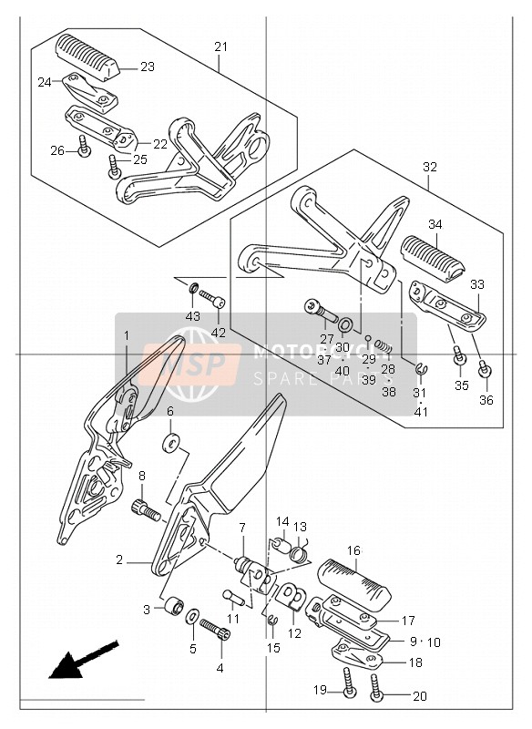 4352140C00, Bar, Front Footrest Lh, Suzuki, 1