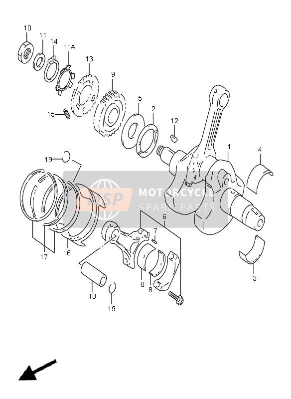 1222902F210B0, Bearing, Crankshaft  (Black), Suzuki, 2