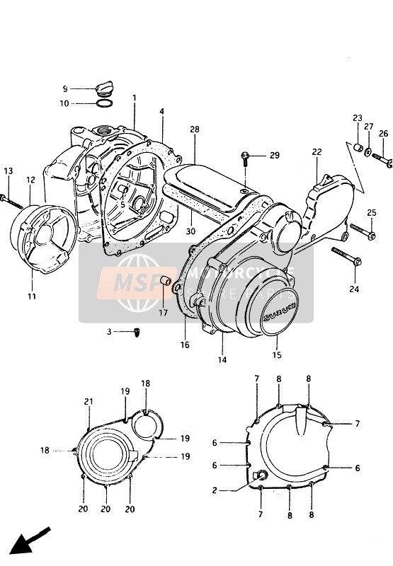 Suzuki GS1100G 1985 Coperchio del carter per un 1985 Suzuki GS1100G