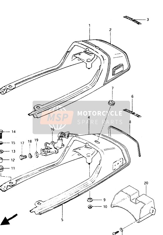 4556249400, Moulding, Seat Tail Cover, Suzuki, 1