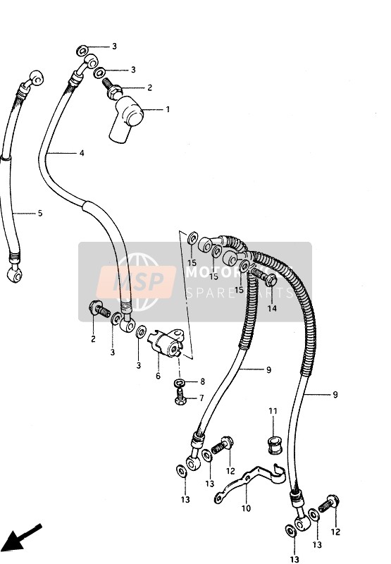 Suzuki GS1100G 1985 Tubo freno anteriore per un 1985 Suzuki GS1100G