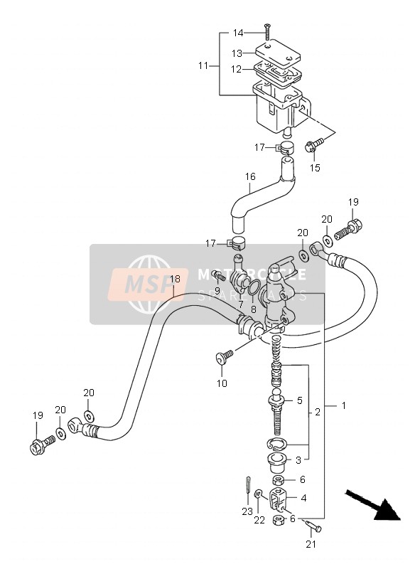 Suzuki TL1000S 1999 Rear Master Cylinder for a 1999 Suzuki TL1000S