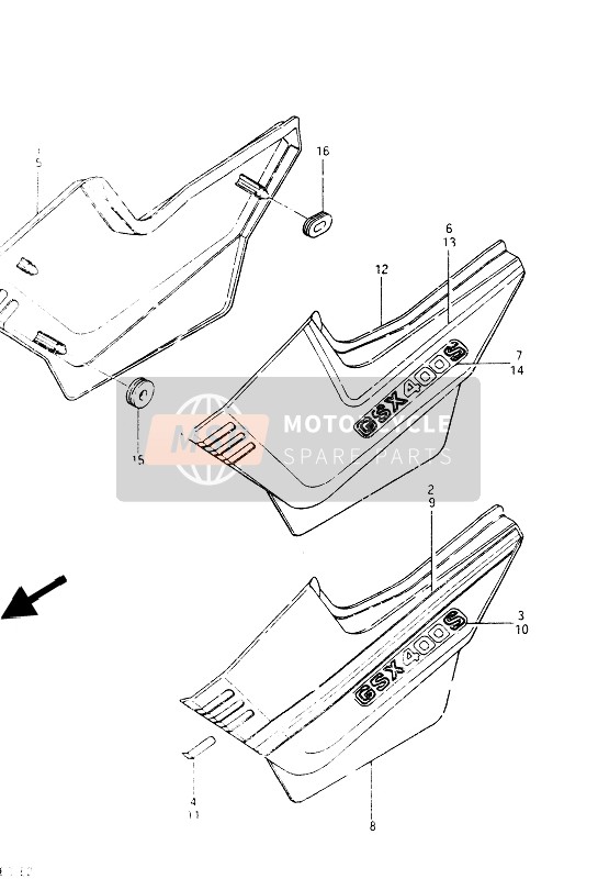 Suzuki GSX400(E)(S) 1985 RAHMENABDECKUNG (GSX400S) für ein 1985 Suzuki GSX400(E)(S)