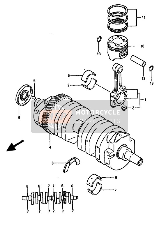 12229434000B0, Bearing,Crankshaft (Black), Suzuki, 0