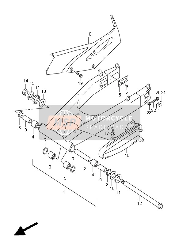 Bras oscillant arrière