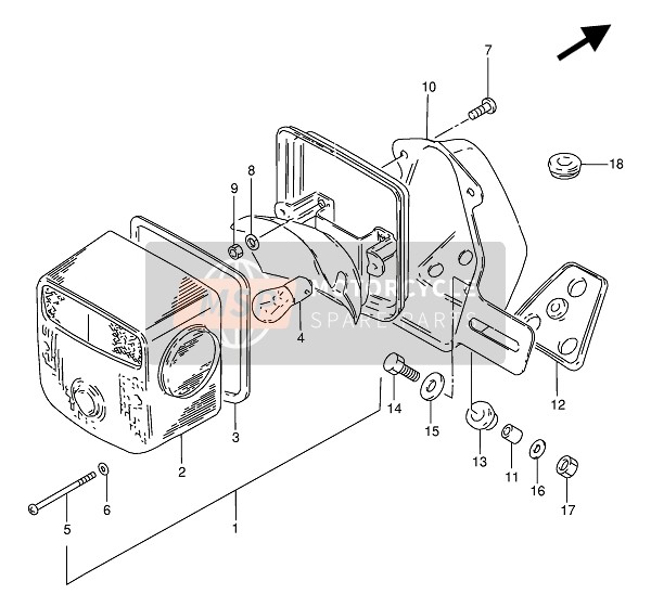 Suzuki GN250 1990 Lámpara de combinación trasera (E1-E2-E4-E24-E34-E53-P95) para un 1990 Suzuki GN250