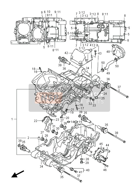 Suzuki VZR1800(N)(Z)(R) (M1800) INTRUDER 2012 Crankcase for a 2012 Suzuki VZR1800(N)(Z)(R) (M1800) INTRUDER