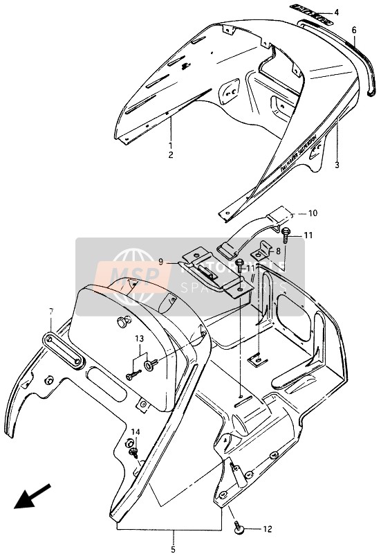 Suzuki GSX750(ES)(EF)(E) 1985 Cubierta de la cola del asiento (GSX750EF) para un 1985 Suzuki GSX750(ES)(EF)(E)