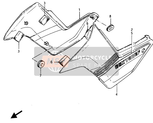 Suzuki GSX750(ES)(EF)(E) 1985 Couverture de cadre (GSX750EF) pour un 1985 Suzuki GSX750(ES)(EF)(E)