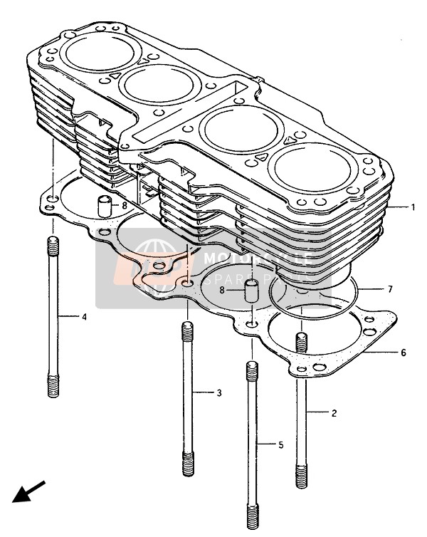 Suzuki GSX1100-1150(E)(ES)(EF) 1985 Cylindre (E.NO. 101424) pour un 1985 Suzuki GSX1100-1150(E)(ES)(EF)