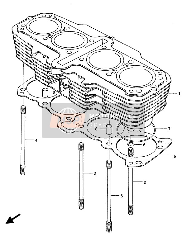 Suzuki GSX1100-1150(E)(ES)(EF) 1985 Cylindre (E.NO.101425) pour un 1985 Suzuki GSX1100-1150(E)(ES)(EF)