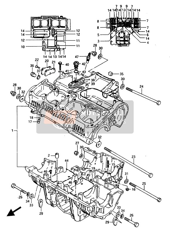 Suzuki GSX1100-1150(E)(ES)(EF) 1985 Caja del cigüeñal (E.102247) para un 1985 Suzuki GSX1100-1150(E)(ES)(EF)