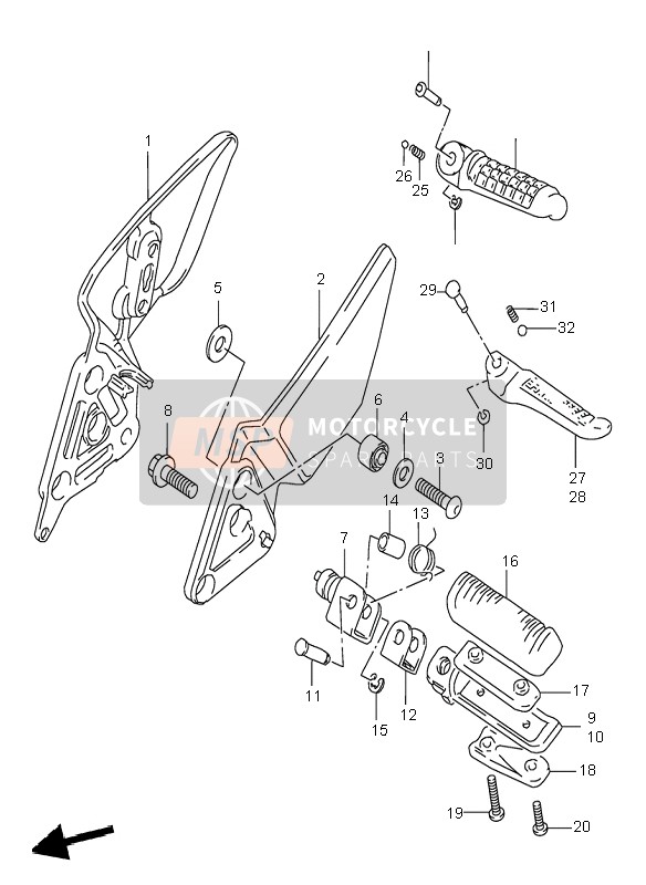 Suzuki GSF600(N)(S) BANDIT 1999 Reposapiés para un 1999 Suzuki GSF600(N)(S) BANDIT