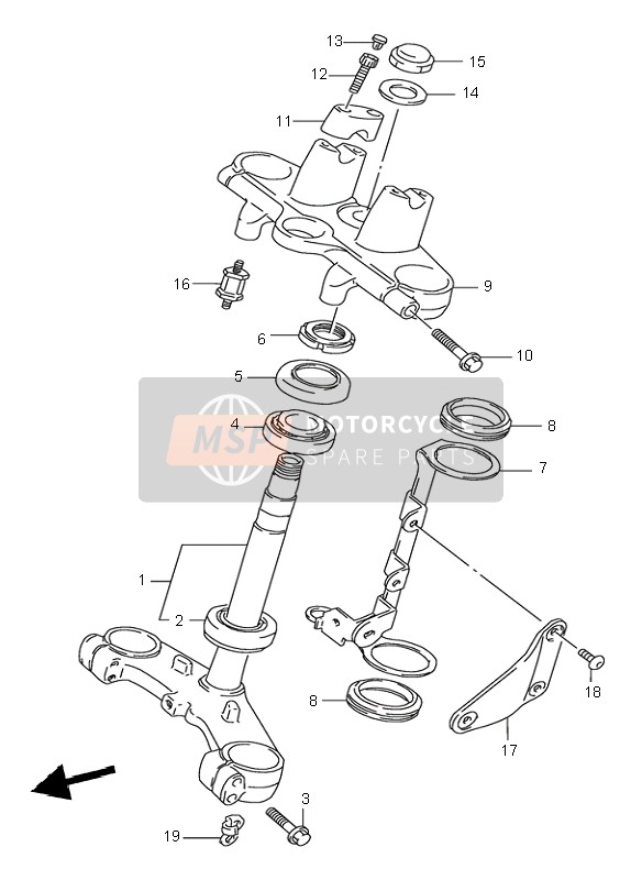 Suzuki GSF600(N)(S) BANDIT 1999 Tige de direction pour un 1999 Suzuki GSF600(N)(S) BANDIT