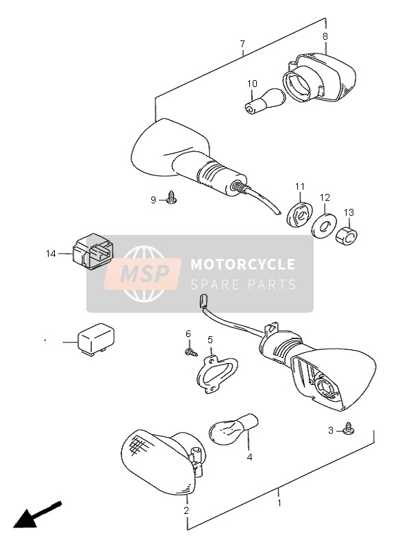 Suzuki GSX-R750 1996 Lampe de clignotant pour un 1996 Suzuki GSX-R750