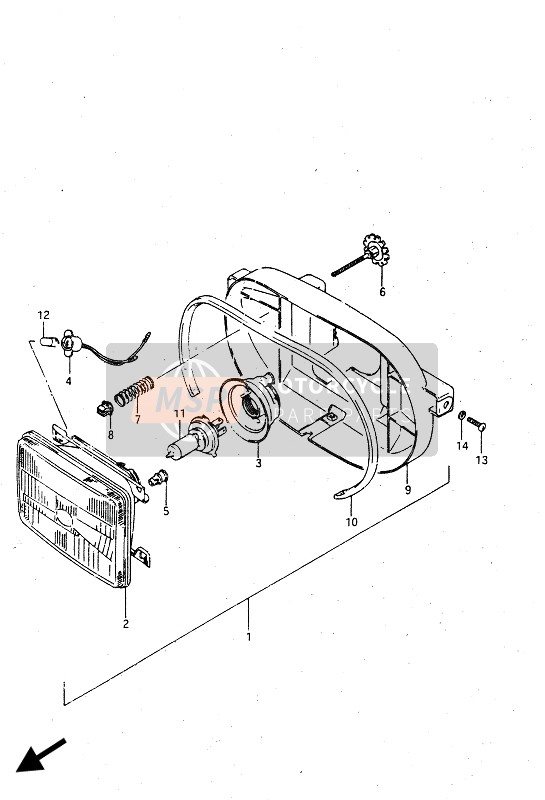 Suzuki GSX-R750R 1986 Headlamp (E18-E34) for a 1986 Suzuki GSX-R750R