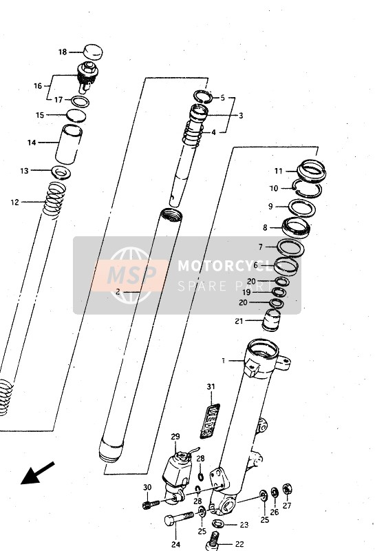 Suzuki GSX-R750R 1986 Davanti RH Ammortizzatore per un 1986 Suzuki GSX-R750R