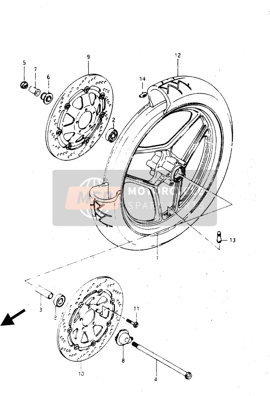 Suzuki GSX-R750R 1986 Front Wheel for a 1986 Suzuki GSX-R750R