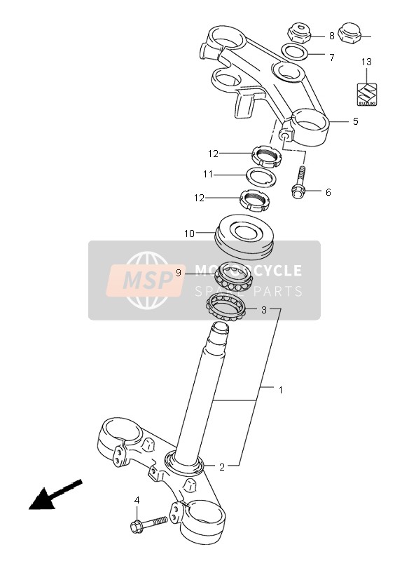 Suzuki SV650(N)(S) 2003 Vástago de dirección (SV650S-SU) para un 2003 Suzuki SV650(N)(S)