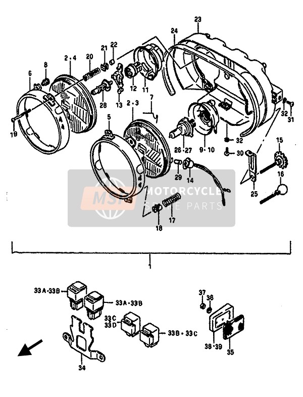 Suzuki GSX-R1100 1986 Headlamp for a 1986 Suzuki GSX-R1100