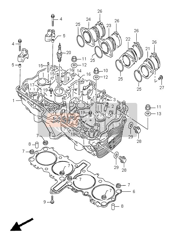 Suzuki GSF1200(N)(S)(SA) BANDIT 1999 Testata per un 1999 Suzuki GSF1200(N)(S)(SA) BANDIT