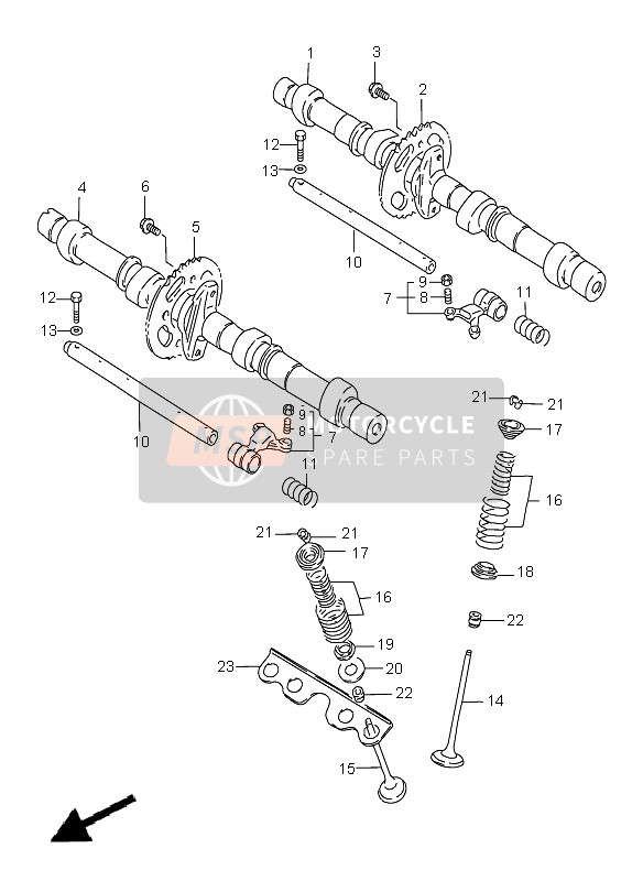 Suzuki GSF1200(N)(S)(SA) BANDIT 1999 Nokkenas & Klep voor een 1999 Suzuki GSF1200(N)(S)(SA) BANDIT