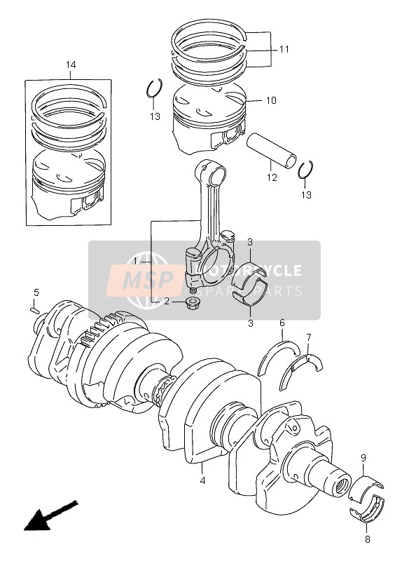 Suzuki GSF1200(N)(S)(SA) BANDIT 1999 Crankshaft for a 1999 Suzuki GSF1200(N)(S)(SA) BANDIT