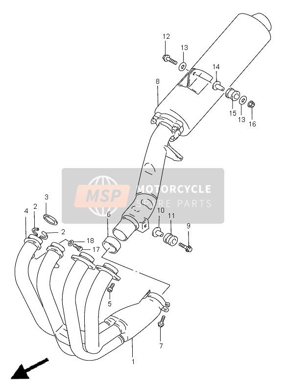 Suzuki GSF1200(N)(S)(SA) BANDIT 1999 Muffler for a 1999 Suzuki GSF1200(N)(S)(SA) BANDIT