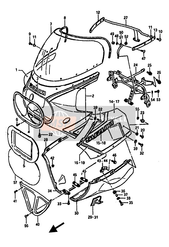 9455006B00, Brace,Mirror Rh, Suzuki, 4