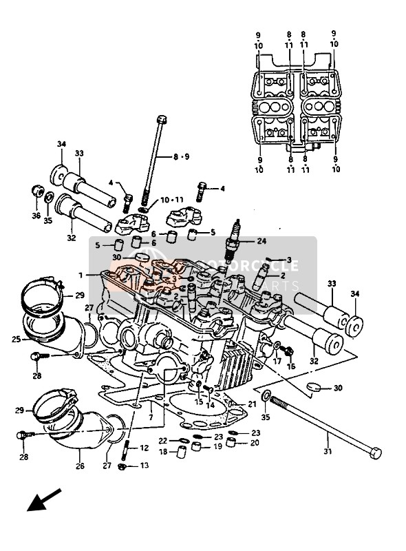 Suzuki GV1400(GD)(GC)(GT) 1986 Cylinder Head Rear for a 1986 Suzuki GV1400(GD)(GC)(GT)