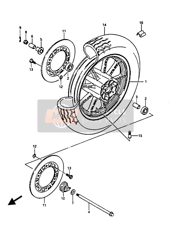 Suzuki GV1400(GD)(GC)(GT) 1986 Front Wheel (GV1400GD-GT F.NO.103764) for a 1986 Suzuki GV1400(GD)(GC)(GT)