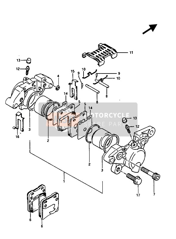 Suzuki GV1400(GD)(GC)(GT) 1986 Étriers arrière pour un 1986 Suzuki GV1400(GD)(GC)(GT)