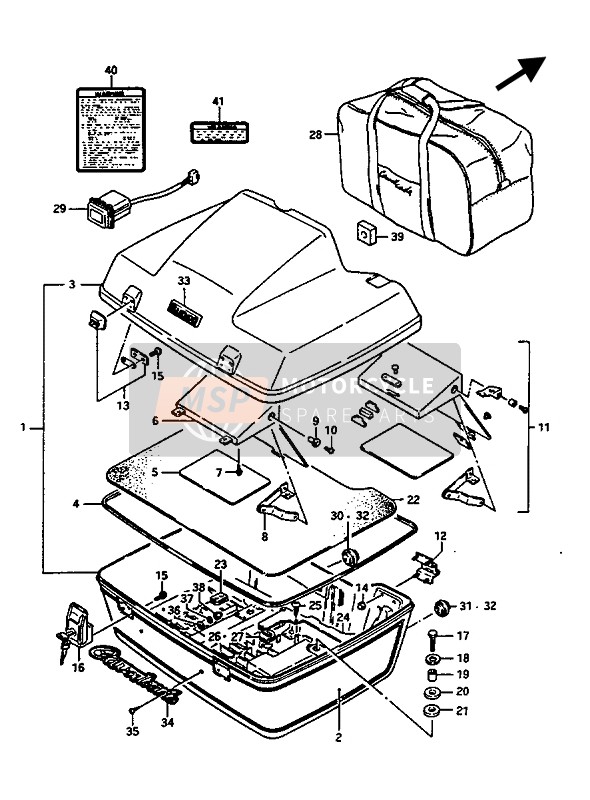 Suzuki GV1400(GD)(GC)(GT) 1986 Baule da viaggio (GV1400GD-GT) per un 1986 Suzuki GV1400(GD)(GC)(GT)