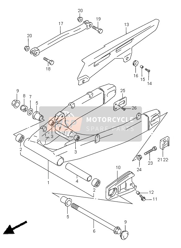 Suzuki GSF1200(N)(S)(SA) BANDIT 1999 Rear Swing Arm (GSF1200SA) for a 1999 Suzuki GSF1200(N)(S)(SA) BANDIT