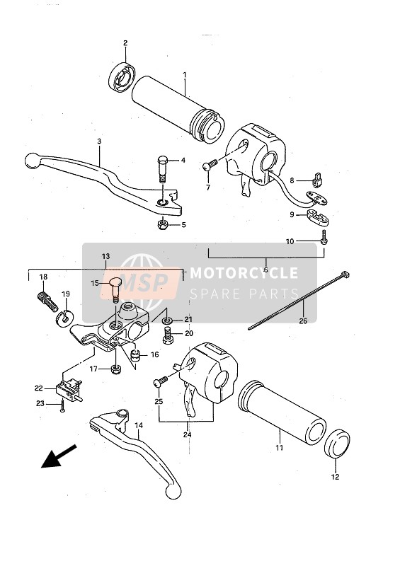 Suzuki LS650(F)(P) SAVAGE 1986 HANDSCHALTER für ein 1986 Suzuki LS650(F)(P) SAVAGE