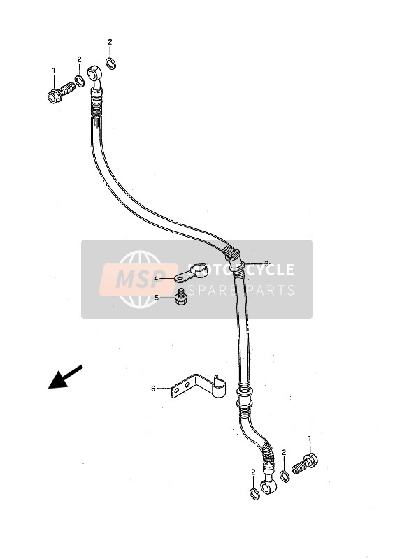 Suzuki LS650(F)(P) SAVAGE 1986 Voorremslang voor een 1986 Suzuki LS650(F)(P) SAVAGE