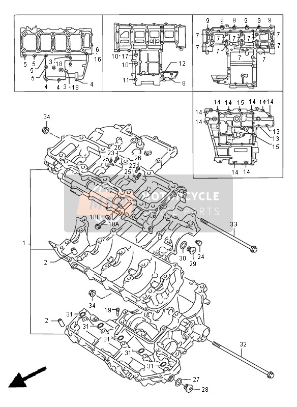 Suzuki GSX-R750 1999 Crankcase for a 1999 Suzuki GSX-R750