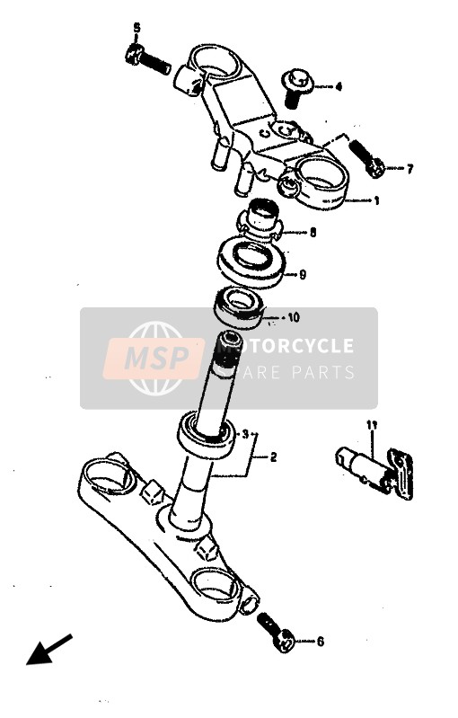 Suzuki RG500 GAMMA 1986 Steering Stem for a 1986 Suzuki RG500 GAMMA