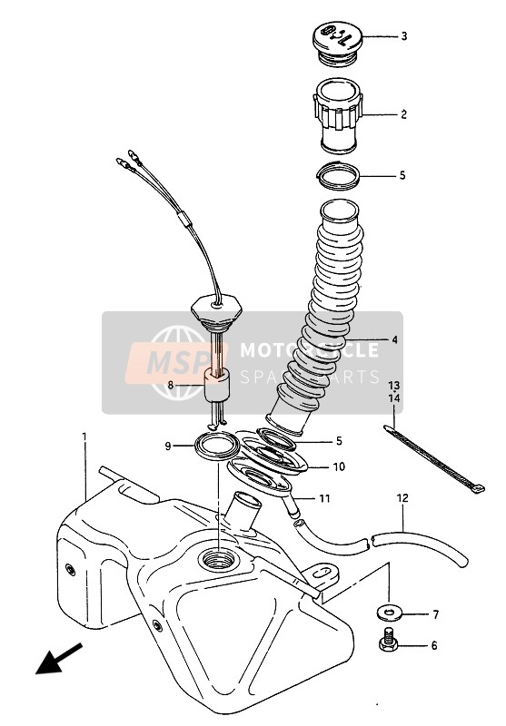 Suzuki RG250(F) GAMMA 1986 Olie Tank voor een 1986 Suzuki RG250(F) GAMMA